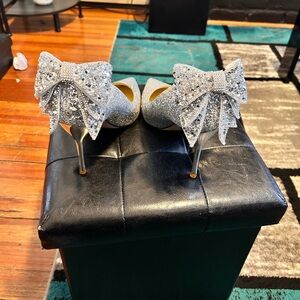 Sparkling Silver Glitter Heels